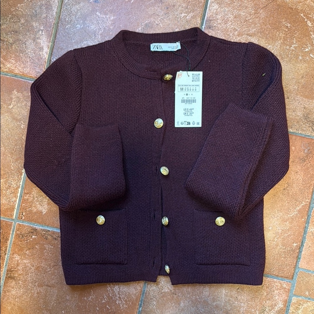 Zara Burgundy Cardigan NWT